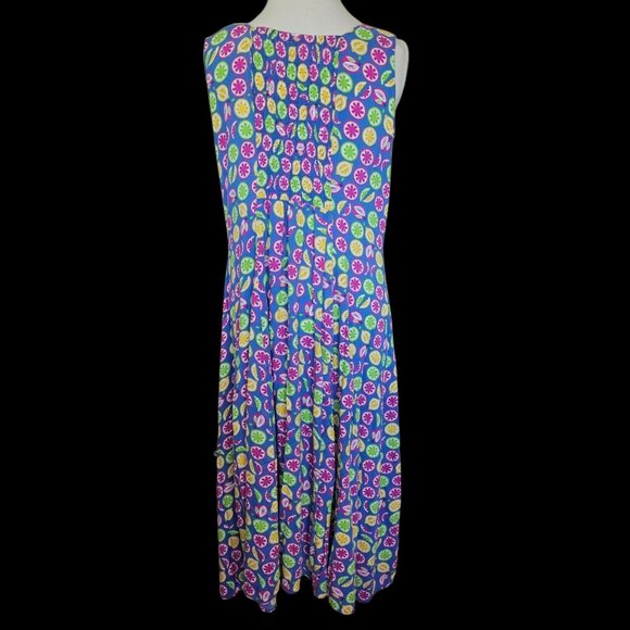 Retro 90s Fruit Print Colorful Maxi Button Down Dress Long Rayon Sz L Or Loose M - Picture 6 of 12